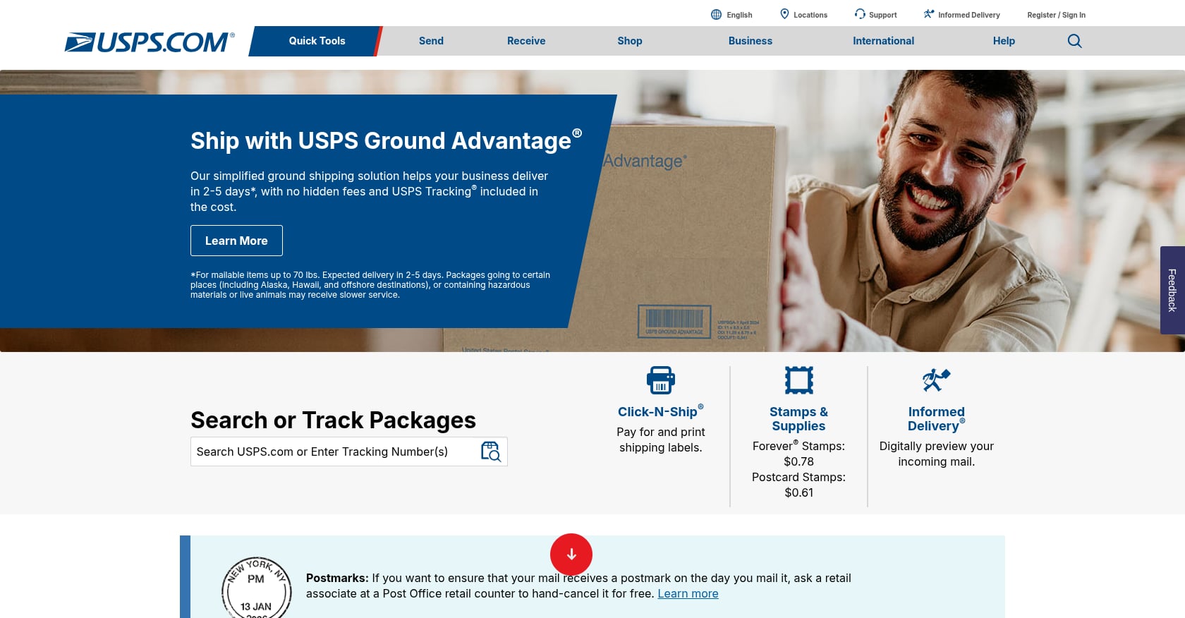 Schedule Free USPS Pickup Instead of Going to a Counter Screenshot