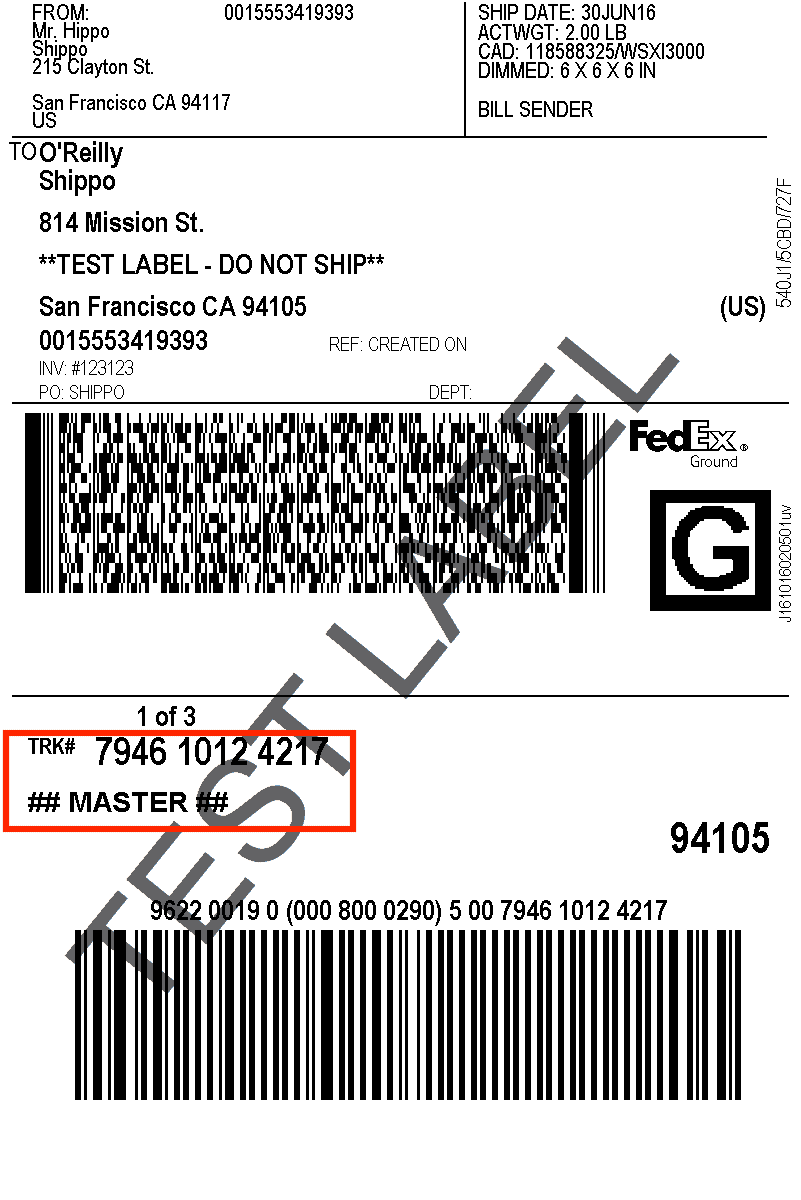 sample fedex label