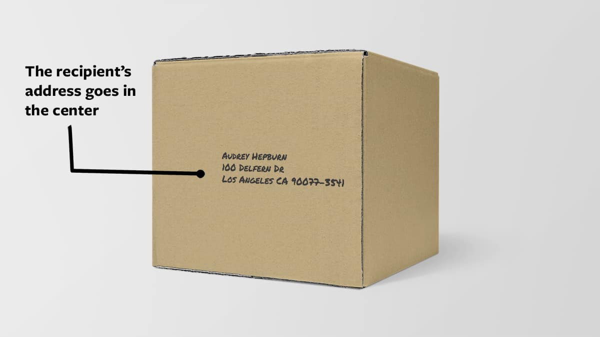 place recipient's address in center of box